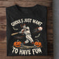 Halloween Baseball Skeleton T-shirt, Ghouls Just Want To Have Fun Tees Spooky Season Gift For Baseball Lover
