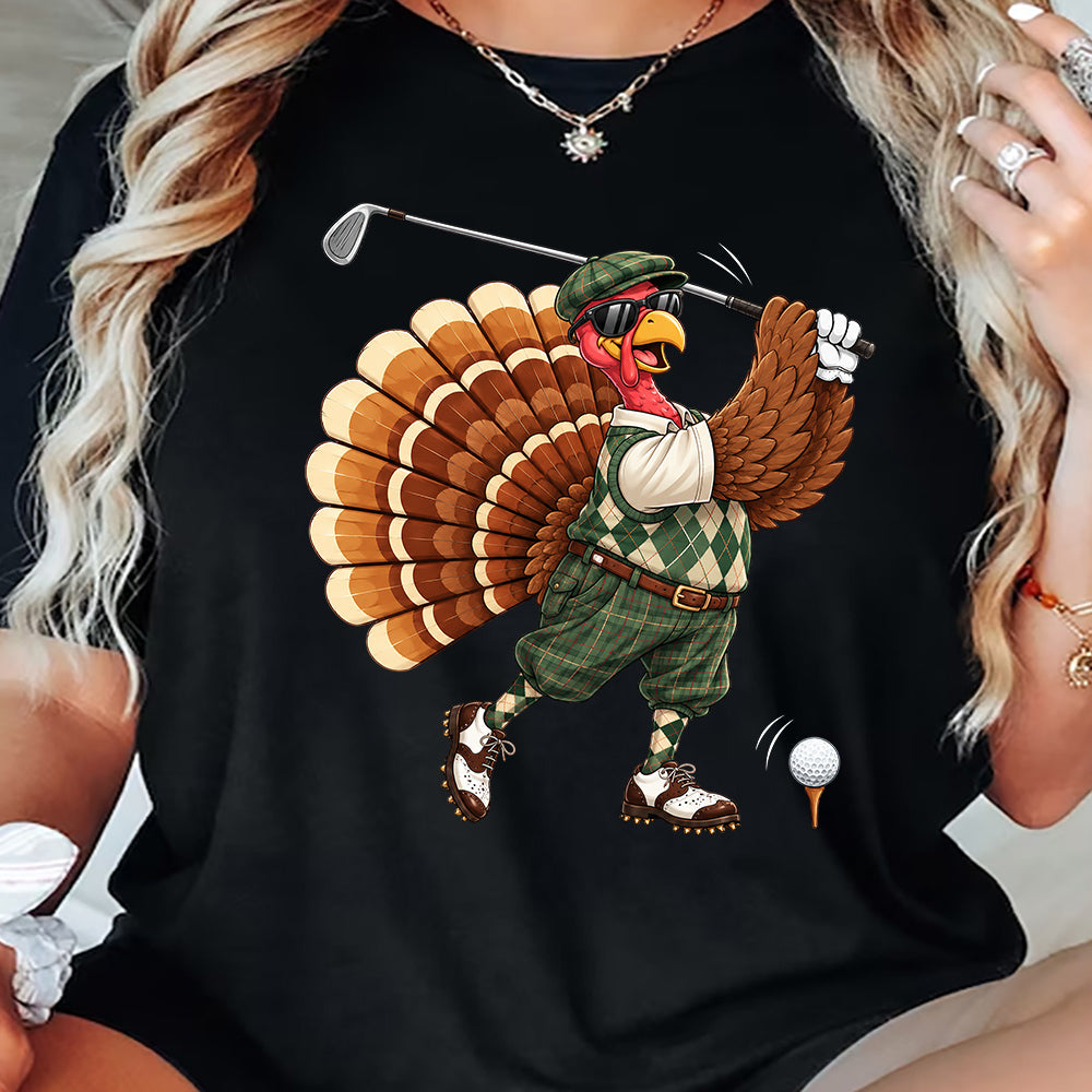 Thanksgiving Golf Turkey T-shirt, Gobble Swing Repeat Tees Thankful Gift For Golf Lover