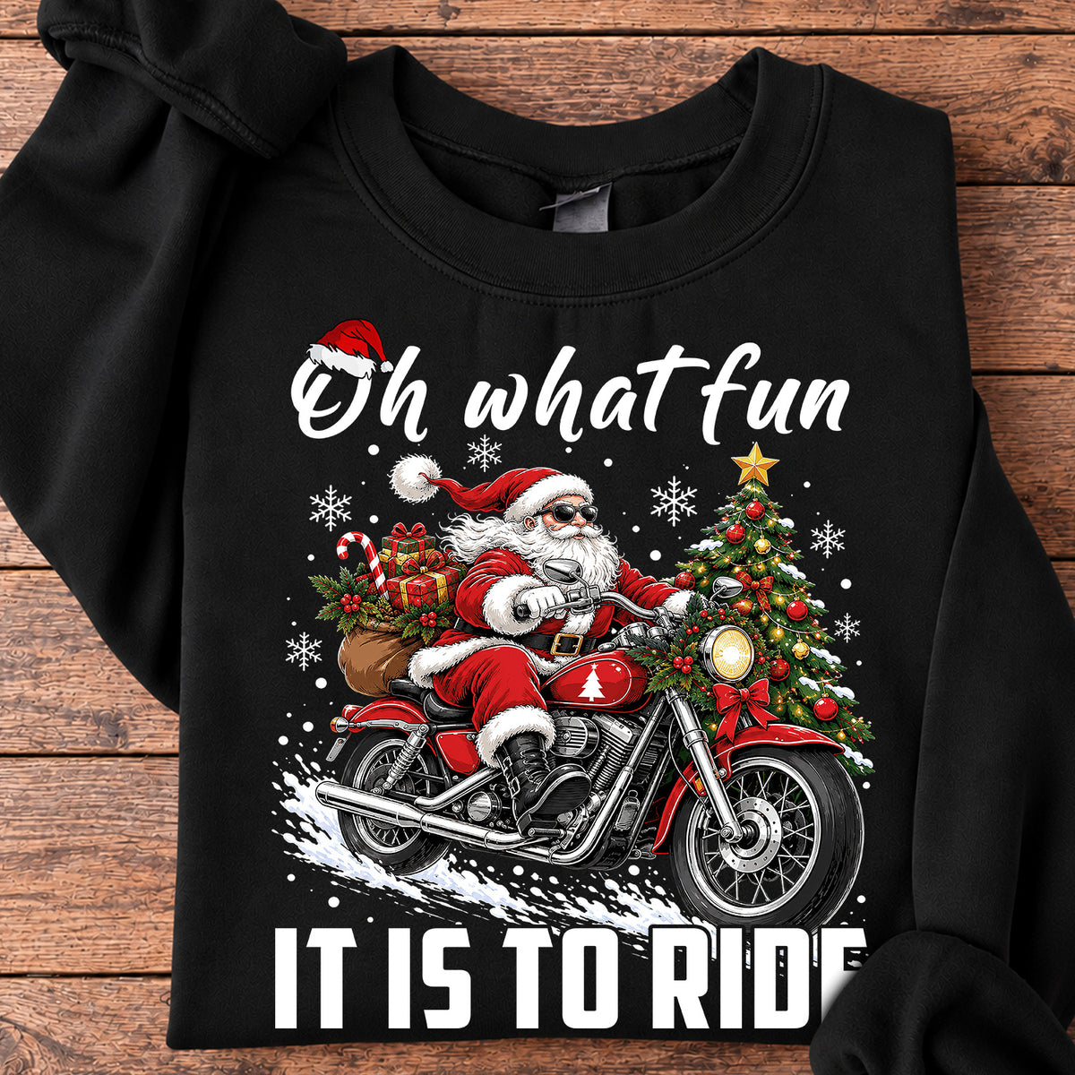 Funny Christmas Motorcycle Sweatshirt, Oh What Fun It Is To Ride Crewneck Sweatshirt Xmas Gift For Bikers