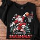 Funny Christmas Basketball Sweatshirt, Merry Swishmas Sport Crewneck Sweatshirt Xmas Gift For Basketball Lover