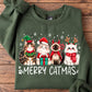 Cute Christmas Cat Sweatshirt, Merry Catmas Crewneck Sweatshirt Xmas Gift For Cat Lover