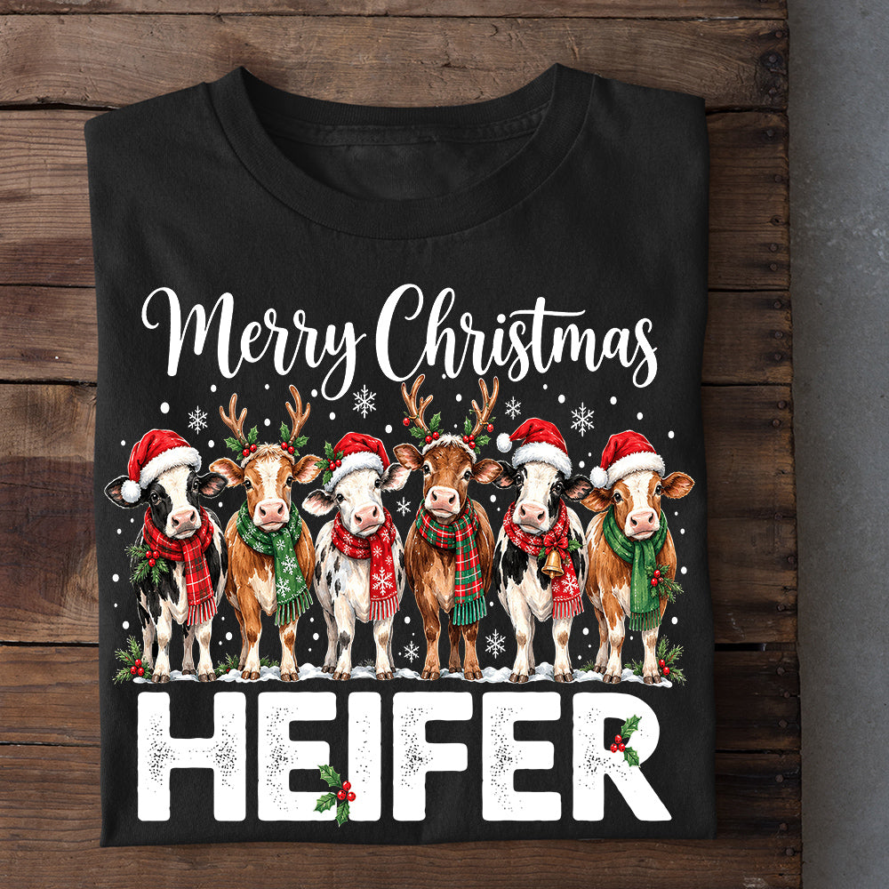 Funny Merry Christmas Heifer Sweatshirt, Mooey Christmas Crewneck Sweatshirt Xmas Gift For Cow Lover
