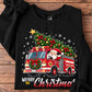 Funny Merry Christmas Santa Firefighter Sweatshirt, Santa's Holiday Rescue Fire Truck Crewneck Sweatshirt Xmas Gift For Firefighters