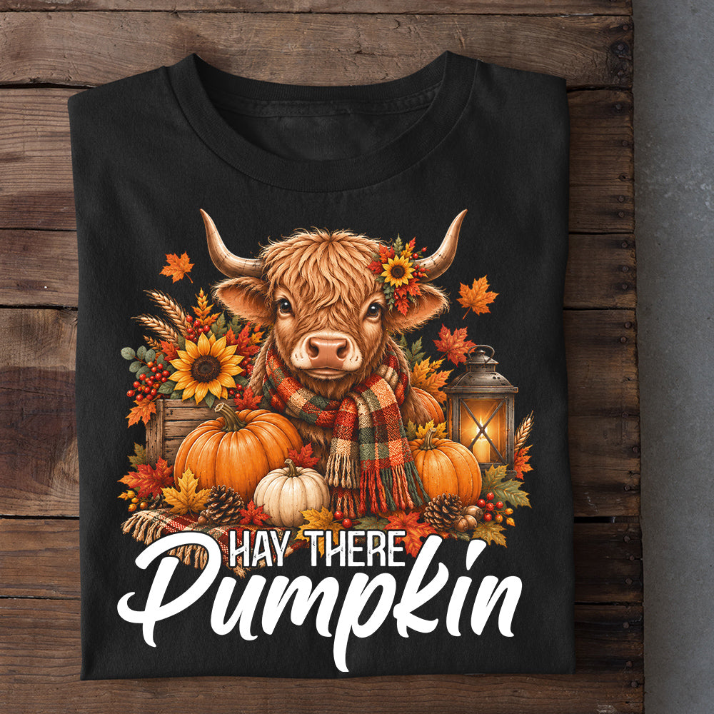 Thanksgiving Cow T-shirt, Hay There Pumpkin, Fall Season Thankful Gift For Cow Lovers, Farmer Tee