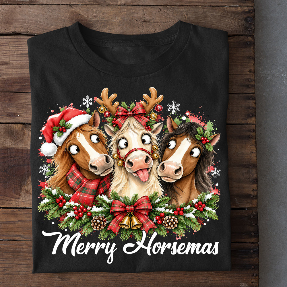 Funny Christmas Horse Sweatshirt, Merry Horsemas Crewneck Sweatshirt Xmas Gift For Horse Lover