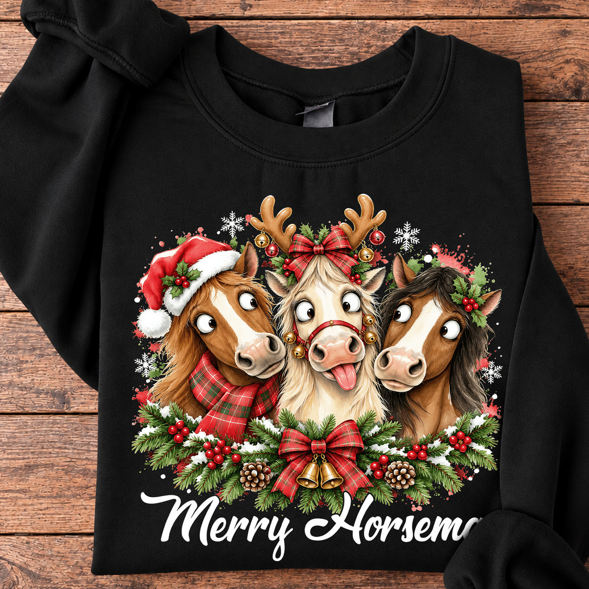Funny Christmas Horse Sweatshirt, Merry Horsemas Crewneck Sweatshirt Xmas Gift For Horse Lover