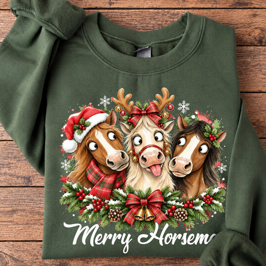 Funny Christmas Horse Sweatshirt, Merry Horsemas Crewneck Sweatshirt Xmas Gift For Horse Lover