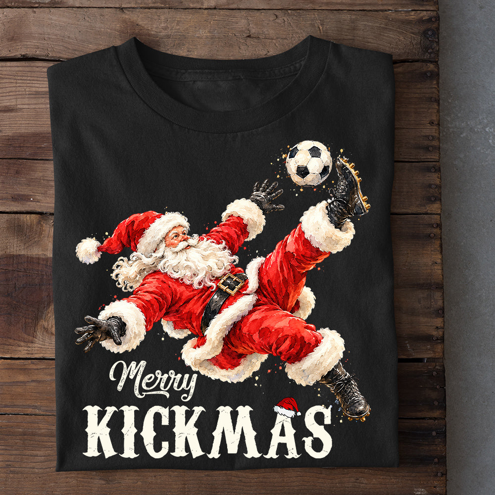 Funny Christmas Soccer Sweatshirt, Merry Kickmas Sport Crewneck Sweatshirt Xmas Gift For Soccer Lover