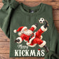 Funny Christmas Soccer Sweatshirt, Merry Kickmas Sport Crewneck Sweatshirt Xmas Gift For Soccer Lover