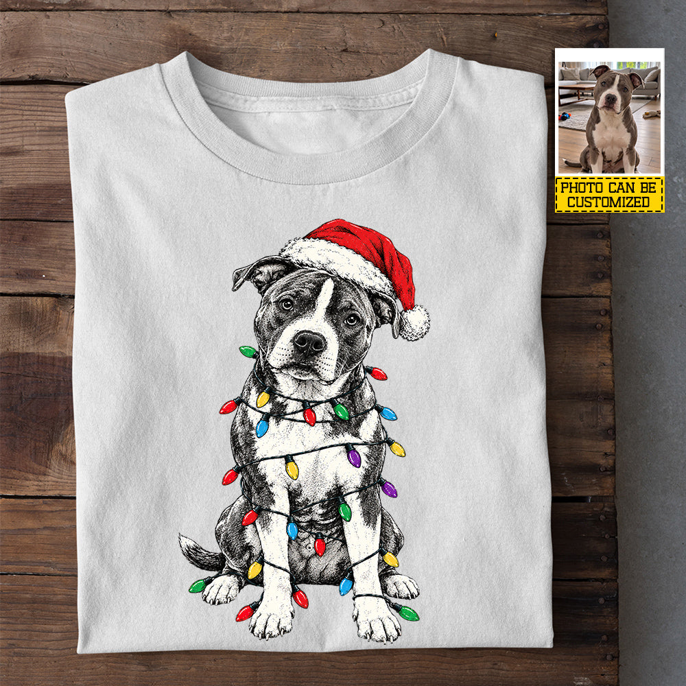 Personalized Christmas Pitbull Dog Sweatshirt , All Tangled Up In Christmas Crewneck Sweatshirt Xmas Gift For Dog Lover
