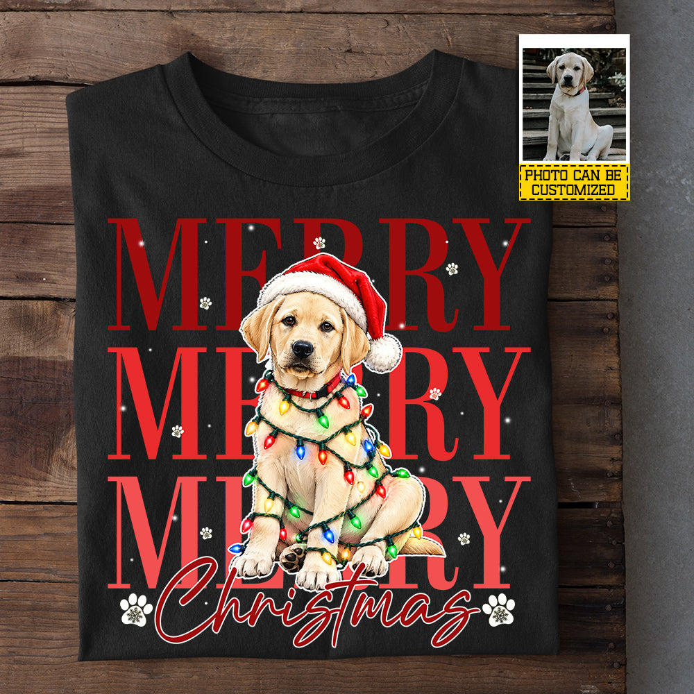Personalized Christmas Dog Sweatshirt, Merry Merry Merry Christmas Crewneck Sweatshirt Xmas Gift For Dog Lover
