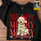 Personalized Christmas Dog Sweatshirt, Merry Merry Merry Christmas Crewneck Sweatshirt Xmas Gift For Dog Lover