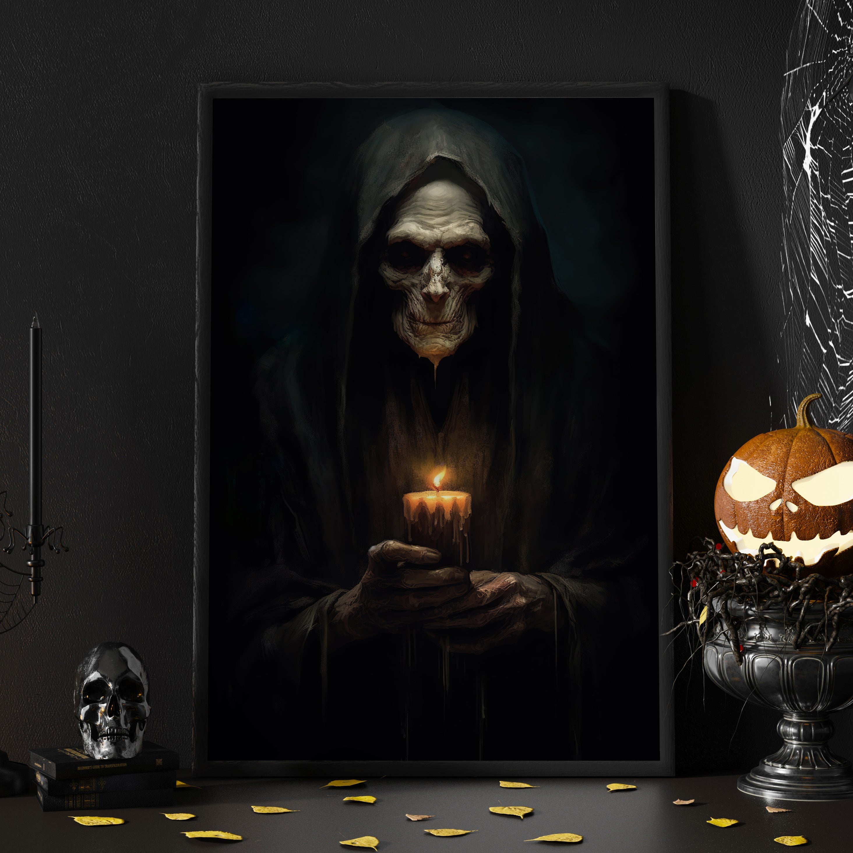 Dark Old Witch Hold A Candle Halloween Halloween Canvas Painting