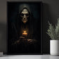 Dark Old Witch Hold A Candle Halloween Halloween Canvas Painting, Wall Art Decor - Dark Ghost Halloween Poster Gift