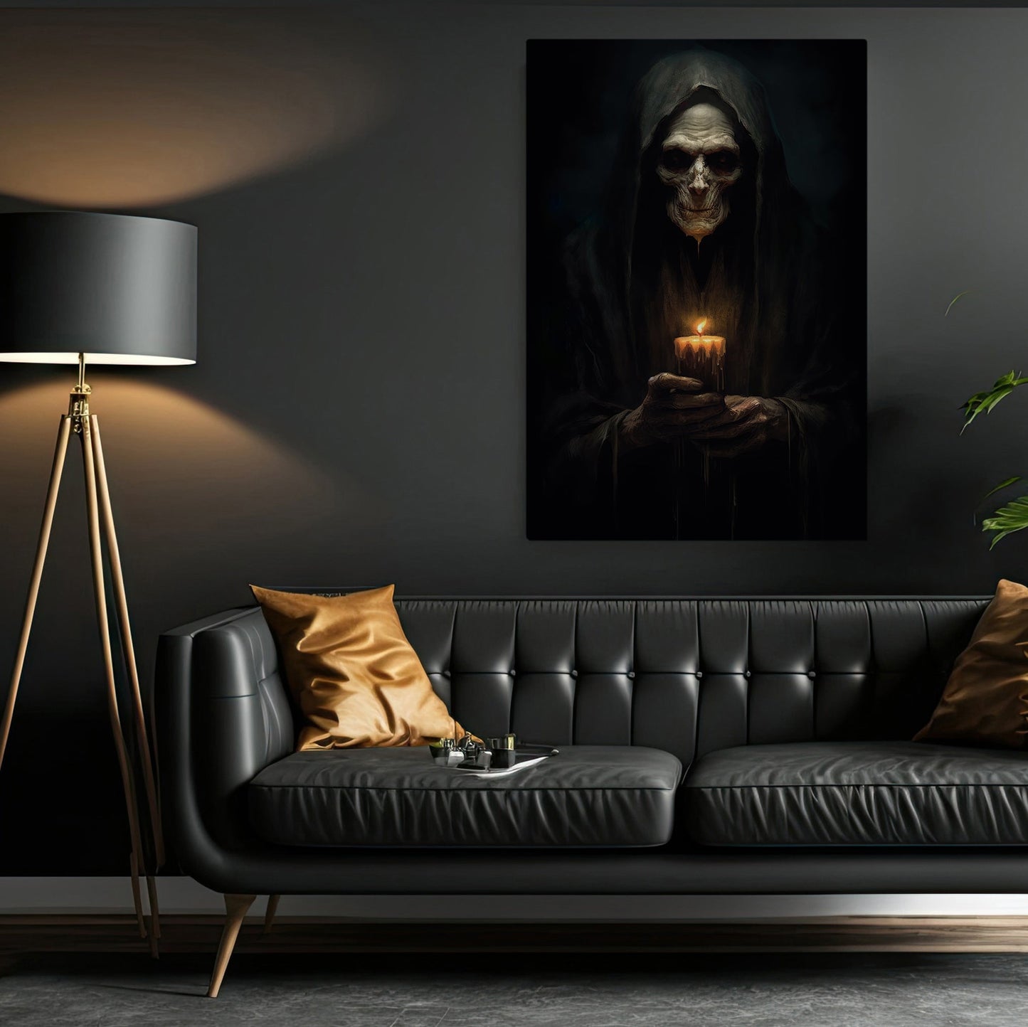 Dark Old Witch Hold A Candle Halloween Halloween Canvas Painting, Wall Art Decor - Dark Ghost Halloween Poster Gift