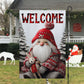 Whimsical Winter Welcome, Gnomes Xmas Brighten Garden Flag & House Flag, Christmas Flag Gift For Gnome Lovers