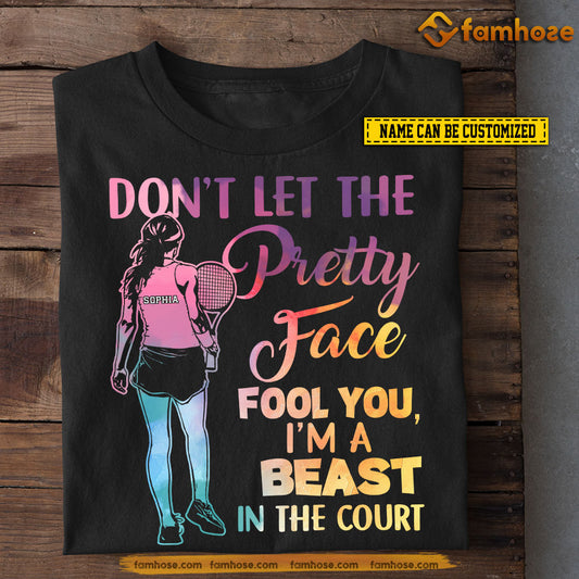 Funny Personalized Tennis Girl T-shirt, I'm A Beast In The Court, Gift For Tennis Lovers, Tennis Girl Player