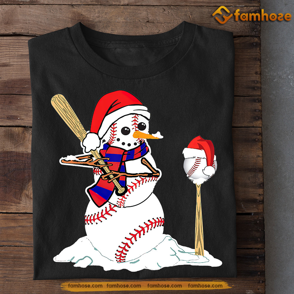 Funny Christmas Baseball T-shirt, Snowman And Baseball, Xmas Gift For Baseball Lovers