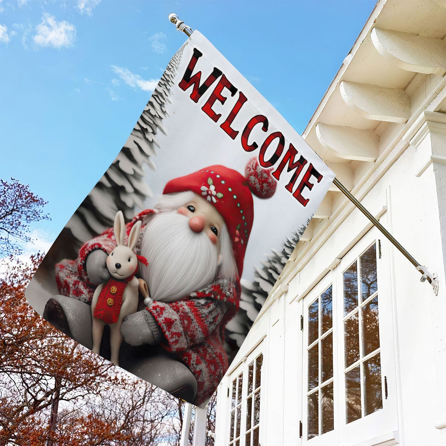 Whimsical Winter Welcome, Gnomes Xmas Brighten Garden Flag & House Flag, Christmas Flag Gift For Gnome Lovers