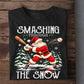 Christmas Baseball Santa Sweatshirt, Smashing Through The Snow Sport Crewneck Sweatshirt Xmas Gift For Baseball Lover