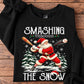 Christmas Baseball Santa Sweatshirt, Smashing Through The Snow Sport Crewneck Sweatshirt Xmas Gift For Baseball Lover