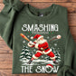 Christmas Baseball Santa Sweatshirt, Smashing Through The Snow Sport Crewneck Sweatshirt Xmas Gift For Baseball Lover