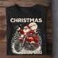 Funny Christmas Motorcycle Sweatshirt, Christmas Behind Bars Crewneck Sweatshirt Xmas Gift For Bikers