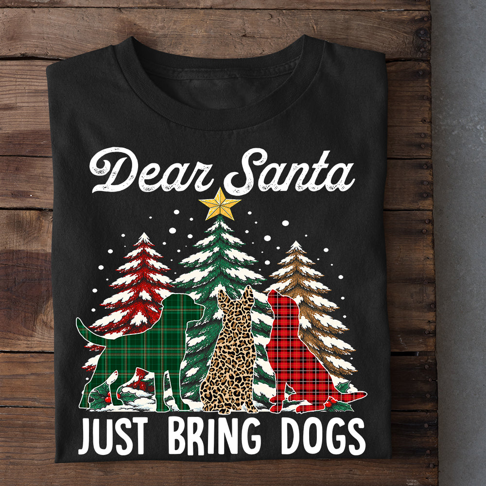 Pattern Style Christmas Dog Sweatshirt, Dear Santa Just Bring Dogs Crewneck Sweatshirt Xmas Gift For Dog Lover