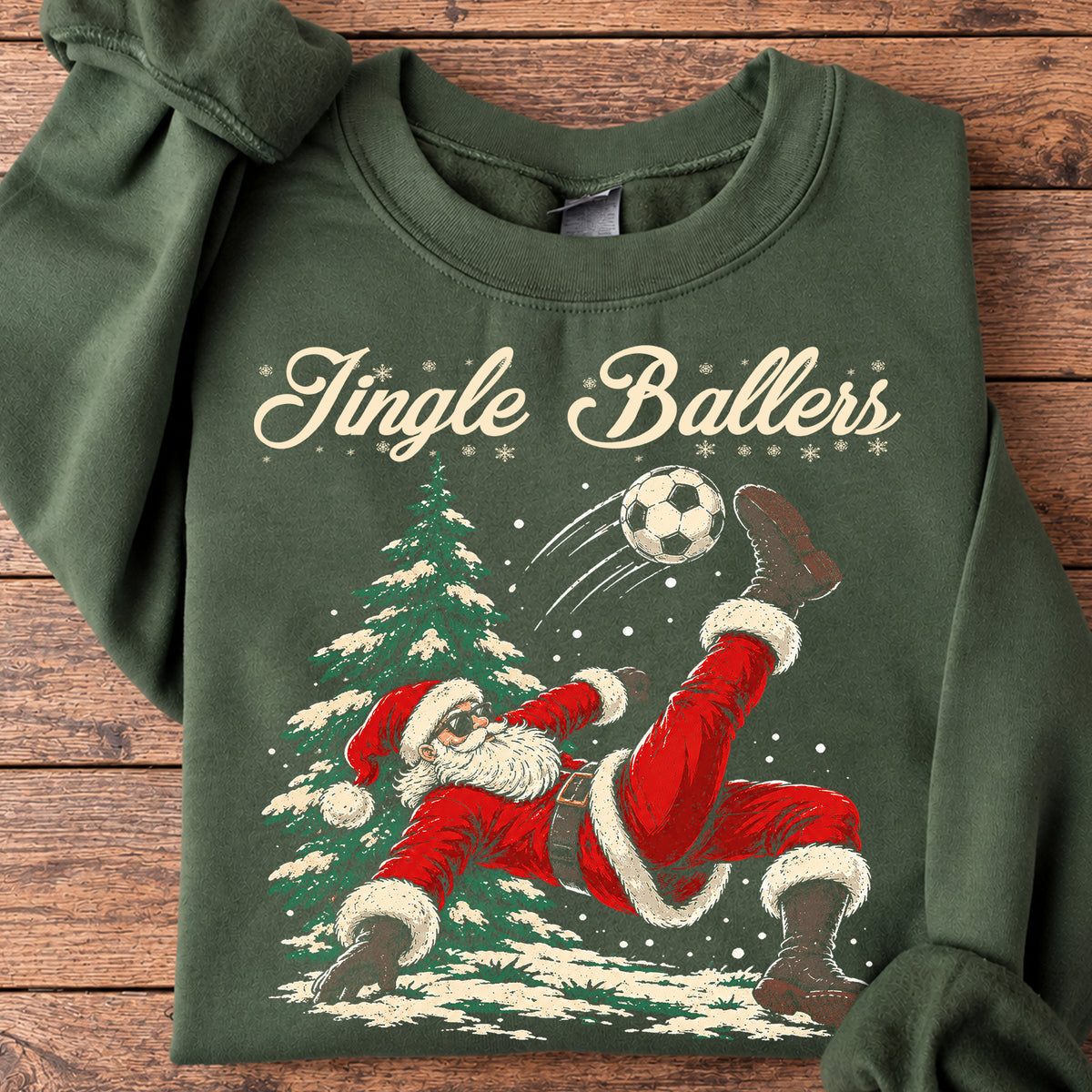 Funny Christmas Soccer Santa Sweatshirt, Jingle Ballers Crewneck Sweatshirt Xmas Gift For Soccer Lover