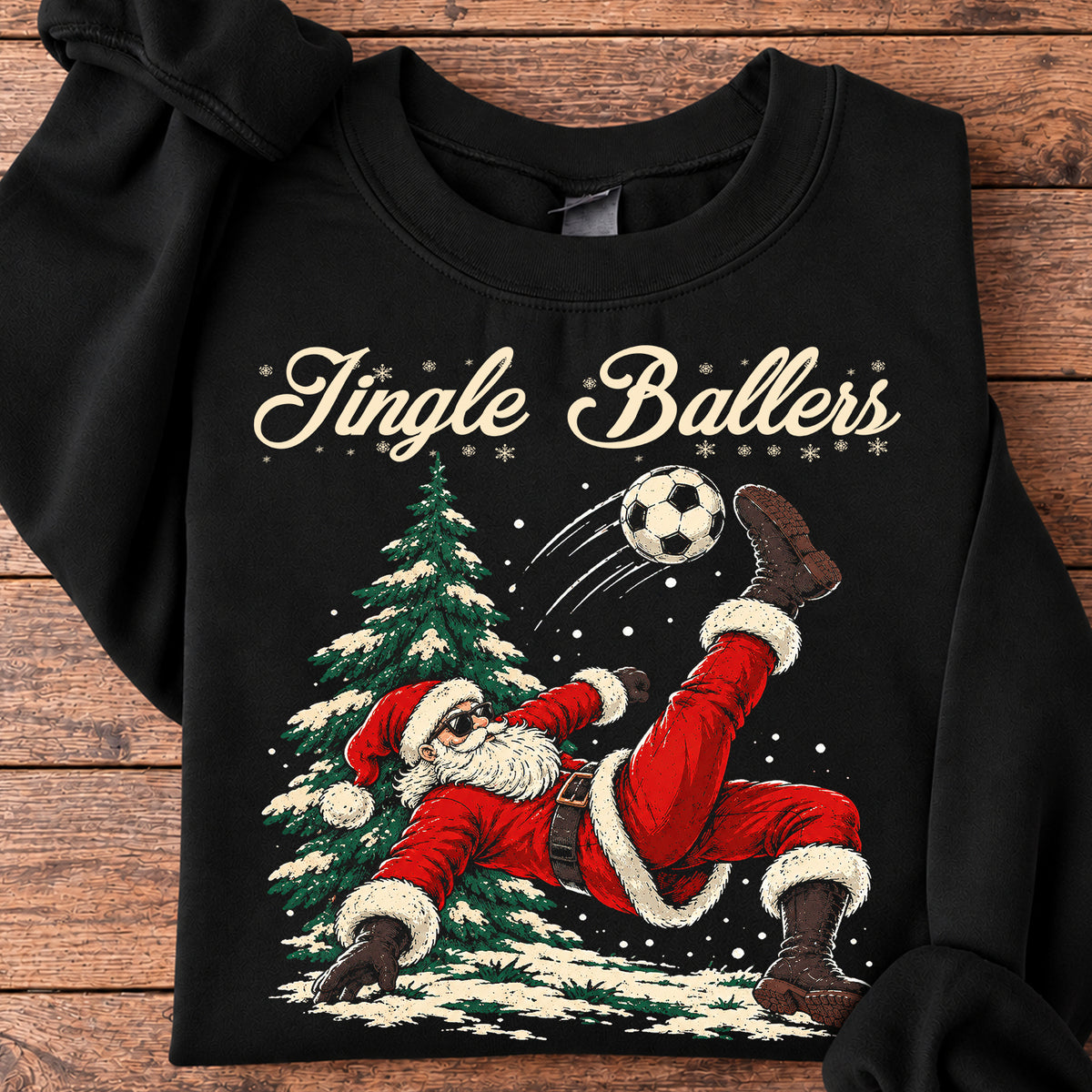 Funny Christmas Soccer Santa Sweatshirt, Jingle Ballers Crewneck Sweatshirt Xmas Gift For Soccer Lover