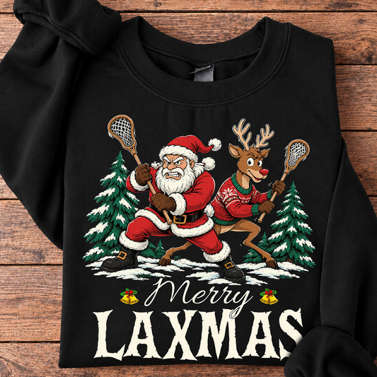 Funny Christmas Lacrosse Sweatshirt, Merry Laxmas Crewneck Sweatshirt Xmas Gift For Lacrosse Lover