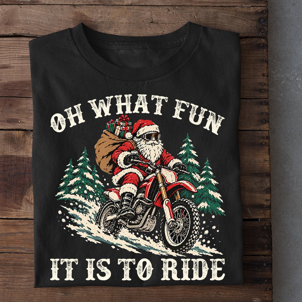 Funny Christmas Motocross Sweatshirt, Oh What Fun It Is To Ride Crewneck Sweatshirt Xmas Gift For Dirt Bike Lover