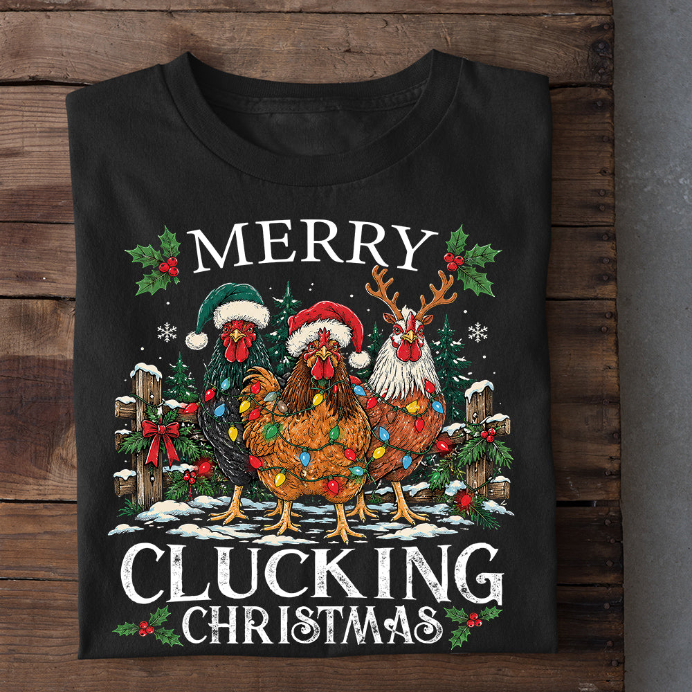 Funny Christmas Chicken Sweatshirt, Merry Clucking Christmas Crewneck Sweatshirt Xmas Gift For Chicken Lover