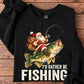 Funny Christmas Fishing Santa Sweatshirt, I'd Rather Be Fishing Crewneck Sweatshirt Xmas Gift For Fishing Lover