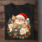 Christmas Cat Sweatshirt, Cute Santa Claus With Kittens Crewneck Sweatshirt Xmas Gift For Cat Lover