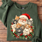 Christmas Cat Sweatshirt, Cute Santa Claus With Kittens Crewneck Sweatshirt Xmas Gift For Cat Lover