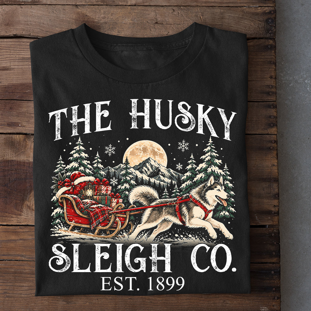 Christmas Husky Dog Sweatshirt, The Husky Sleigh Co Crewneck Sweatshirt Xmas Gift For Dog Lover