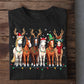 Funny Christmas Horse Sweatshirt, Six Horses Wearing Reindeer Antlers Crewneck Sweatshirt Xmas Gift For Horse Lover