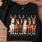Funny Christmas Horse Sweatshirt, Six Horses Wearing Reindeer Antlers Crewneck Sweatshirt Xmas Gift For Horse Lover