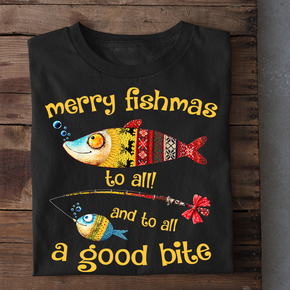 Funny Christmas Fishing Sweatshirt, Merry Fishmas To All Crewneck Sweatshirt Xmas Gift For Fishing Lover