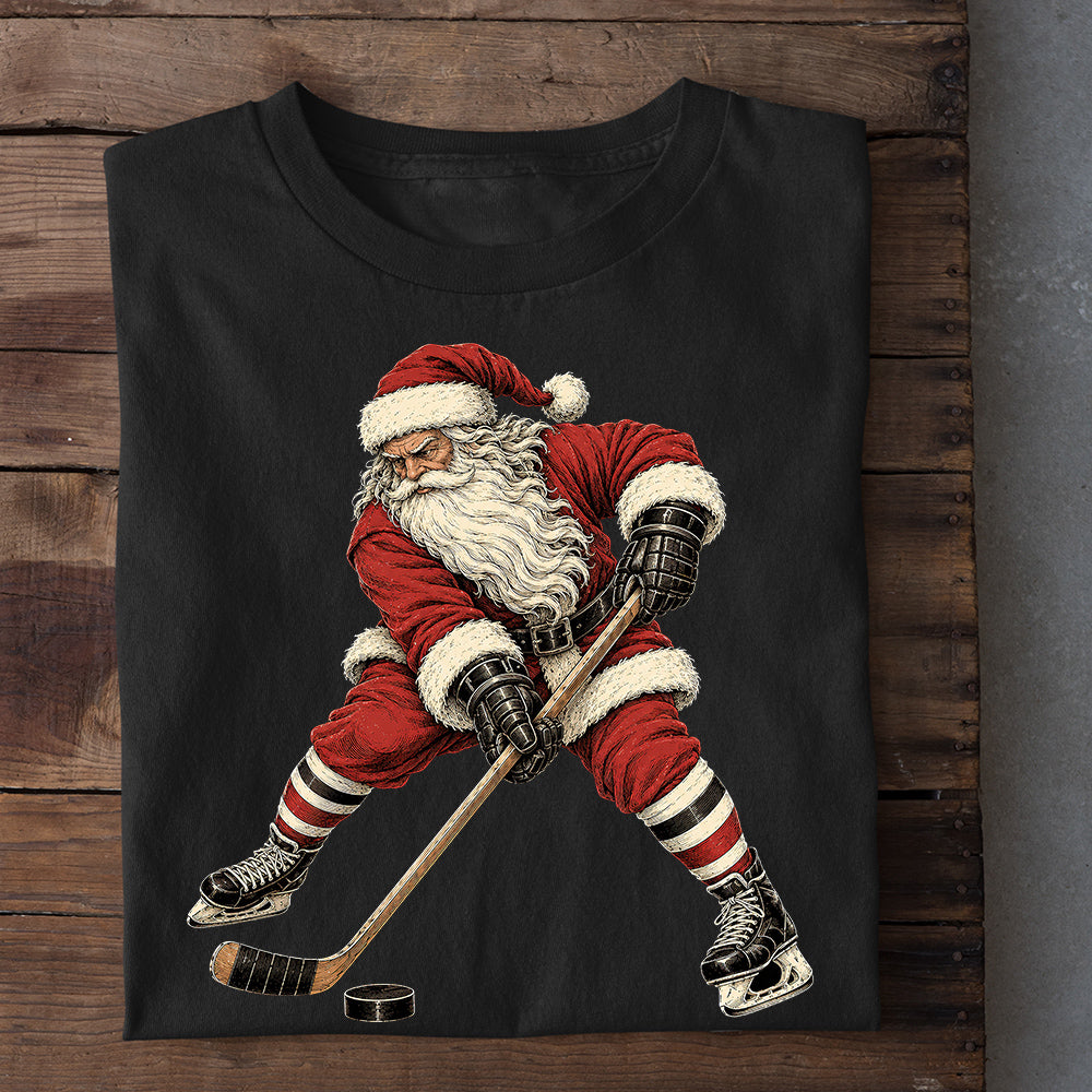 Christmas Santa Hockey Sweatshirt, Santa's Taking The Shot Crewneck Sweatshirt Xmas Gift For Hockey Lover