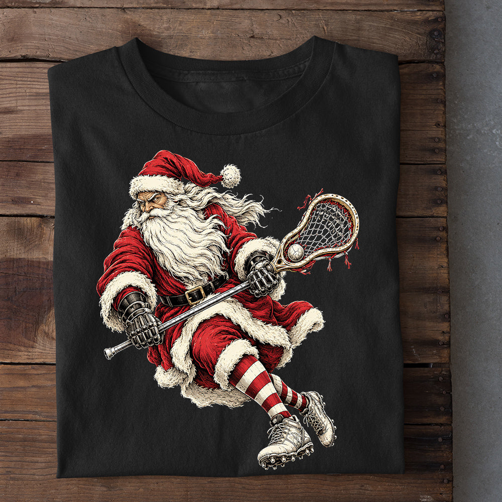 Christmas Santa Lacrosse Sweatshirt, Santa Claus Playing Lacrosse Crewneck Sweatshirt Xmas Gift For Lacrosse Lover