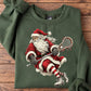 Christmas Santa Lacrosse Sweatshirt, Santa Claus Playing Lacrosse Crewneck Sweatshirt Xmas Gift For Lacrosse Lover