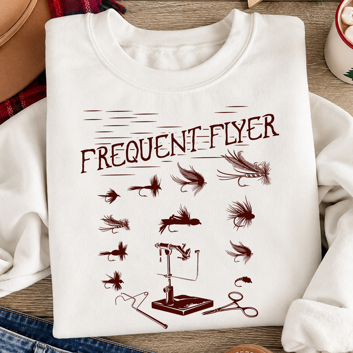Funny Fly Fishing Sweatshirt, Frequent Flyer Crewneck Sweatshirt Gift For Fly Fishing Lovers