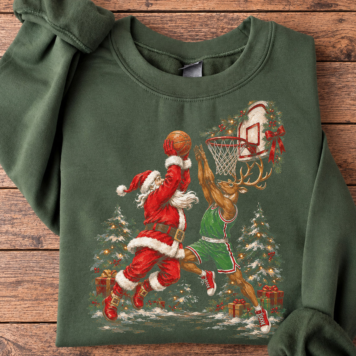 Christmas Basketball Sweatshirt, Santa Got Hops Crewneck Sweatshirt Xmas Gift For Basketball Lover