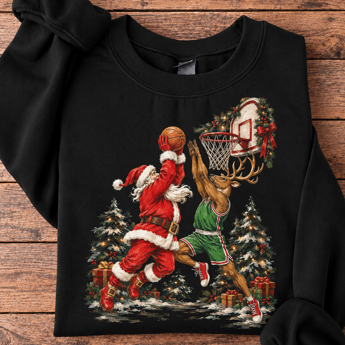 Christmas Basketball Sweatshirt, Santa Got Hops Crewneck Sweatshirt Xmas Gift For Basketball Lover