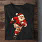 Christmas Santa Rugby Sweatshirt, Santa Running With Rugby Ball Crewneck Sweatshirt Xmas Gift For Rugby Lover