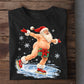 Funny Christmas Santa Ice Skating Sweatshirt, Santa Forgot His Suit Crewneck Sweatshirt Xmas Gift For Ice Skating Lover