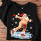 Funny Christmas Santa Ice Skating Sweatshirt, Santa Forgot His Suit Crewneck Sweatshirt Xmas Gift For Ice Skating Lover