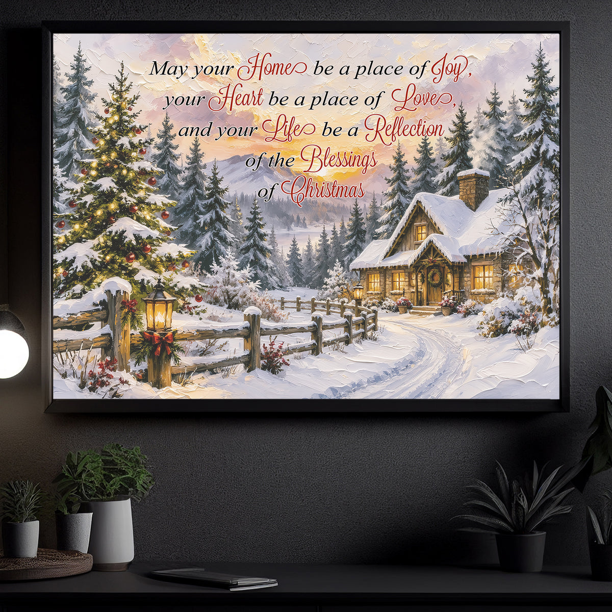 Christmas Quote Canvas Painting, May Your Home Be A Place Of Joy Wall Art Decor, Xmas Poster Gift To Decor House Or Office